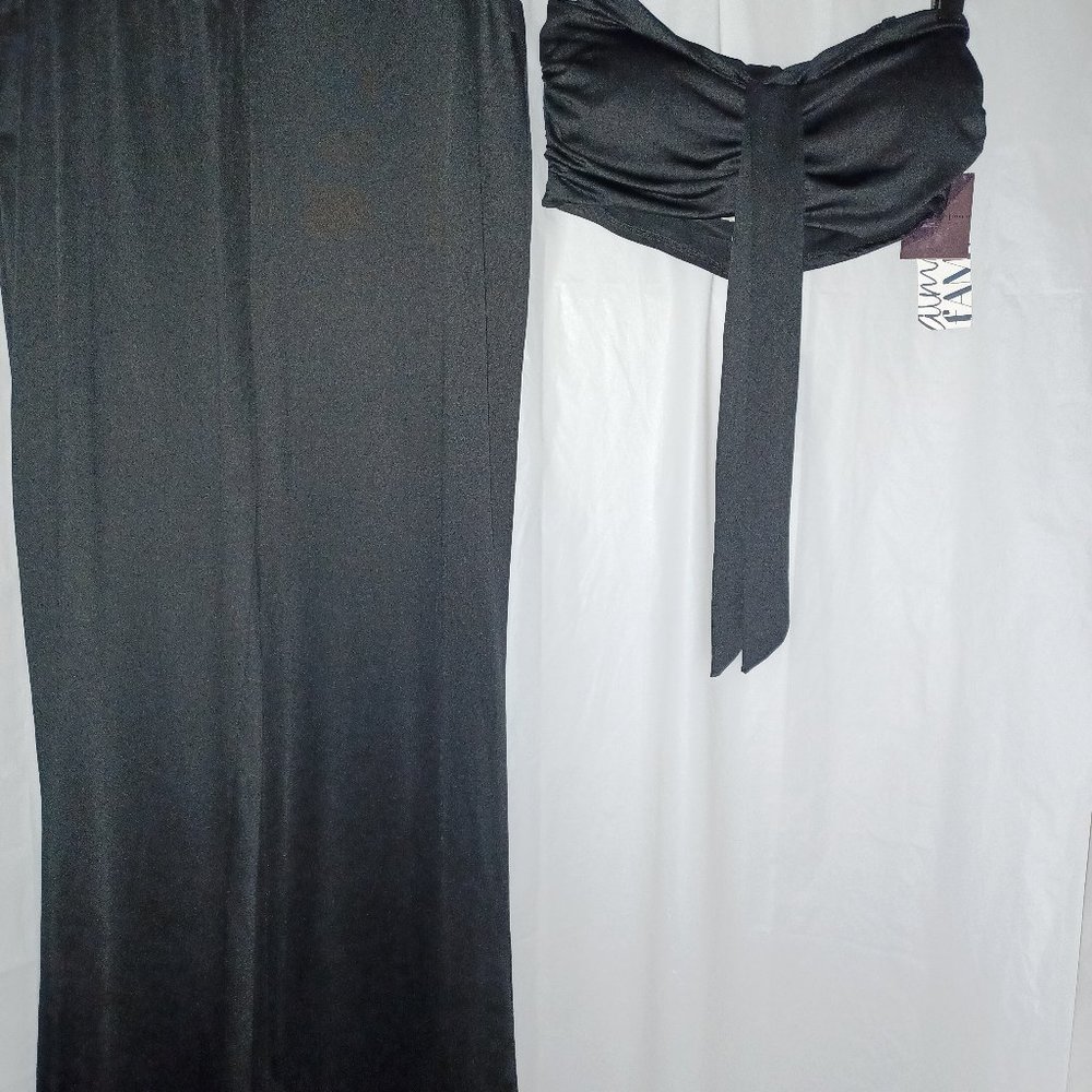 ALMOST FAMOUS HALTER TIE NECK TUBE TOP & MATCHING PANTS SET BLACK SIZE LARGE